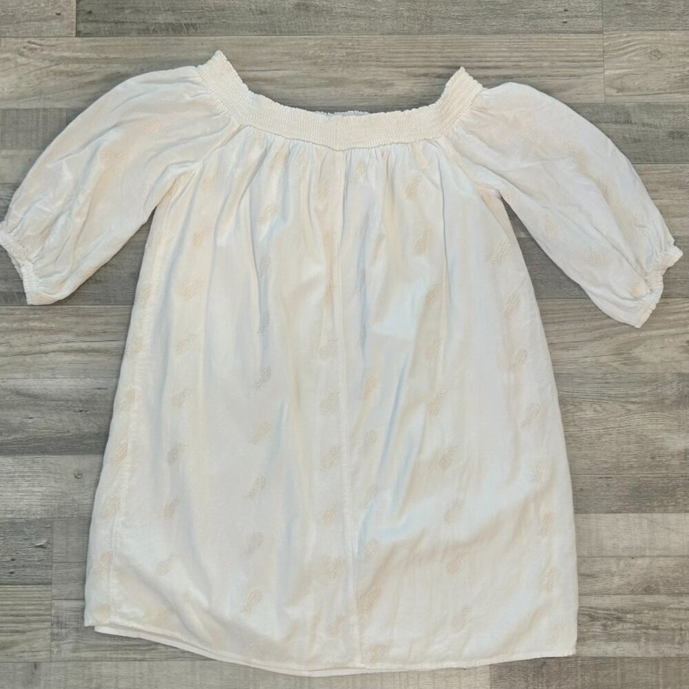 Old Navy White Pineapple Embroidered Off Shoulder Dress Size Large Lined Q16 - Picture 6 of 8